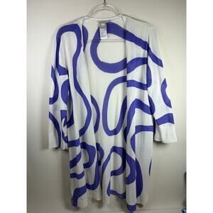 Chico's Summer Romance Lines Midi Cardigan Open Front Size 2 US Large